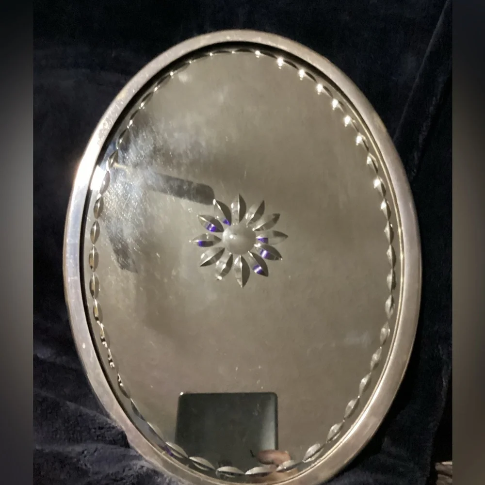 Two’s Company Vanity Mirror Tray, Silver-tone 18” X 13” Oval